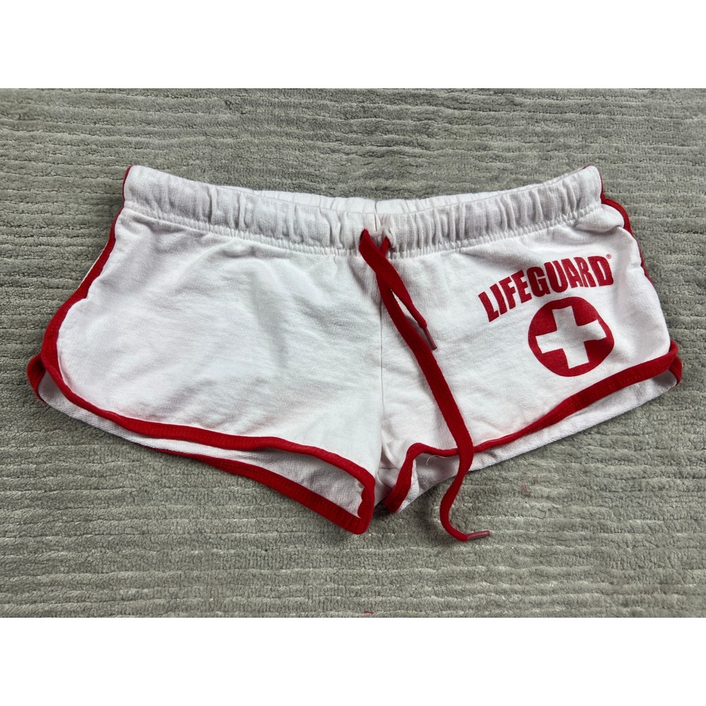 Lifeguard Shorts Women Large White Jax Beach FL Dolphin Style Cotton Drawstring